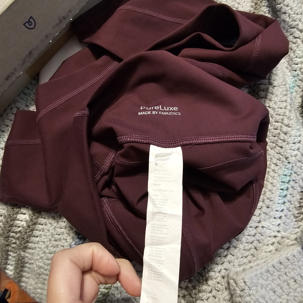 Fabletics Burgundy And Black Leggings